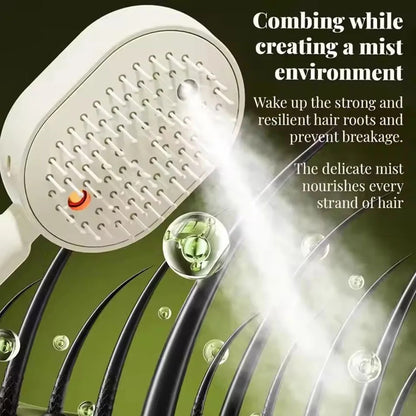 3-in-1 Spray Massage Hair Brush | Anti-Frizz & Self-Cleaning